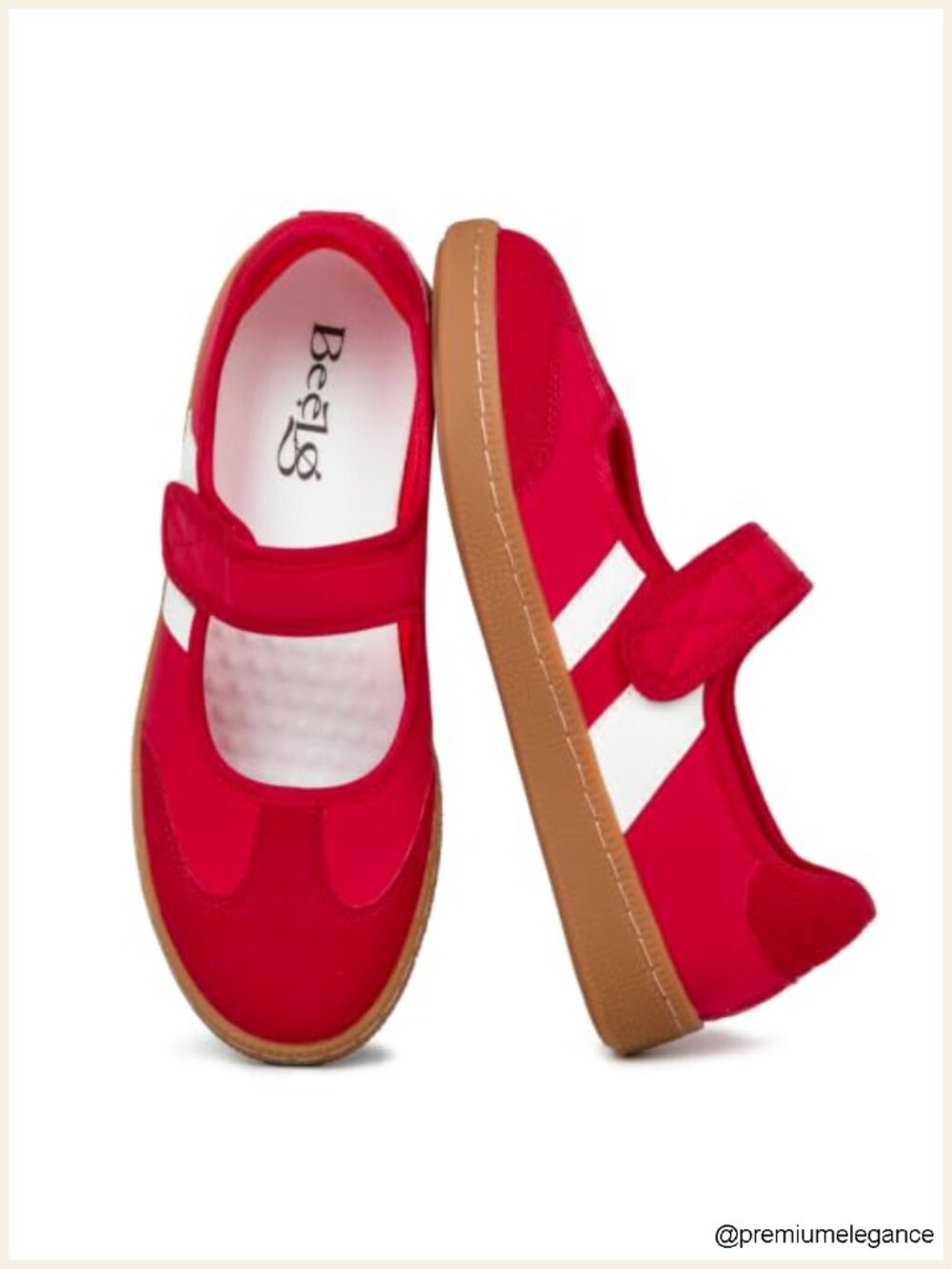 Women's Retro Two-Tone Mary Jane Sneakers Hook and Loop Anti-Slip Walking Flats